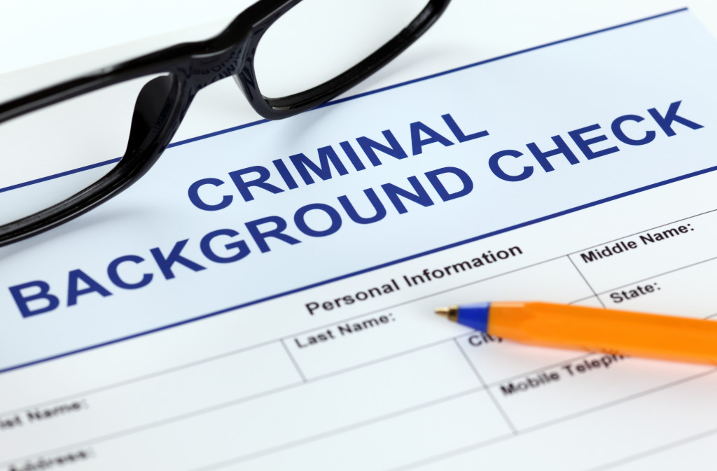 A background check form